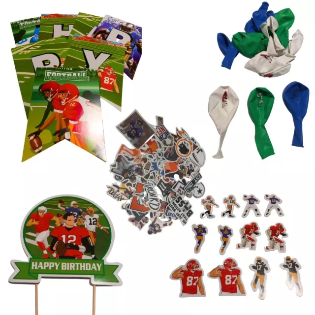 Fútbol Americano Paquete Completo Fiesta Cumpleaños Globos Bandera Pegatinas Topper