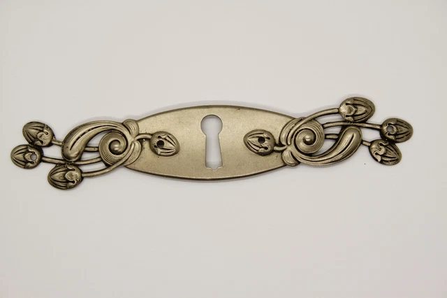 Art Nouveau Möbelschild Querschild Schlüsselschild Argento Fiori 125mm Antico