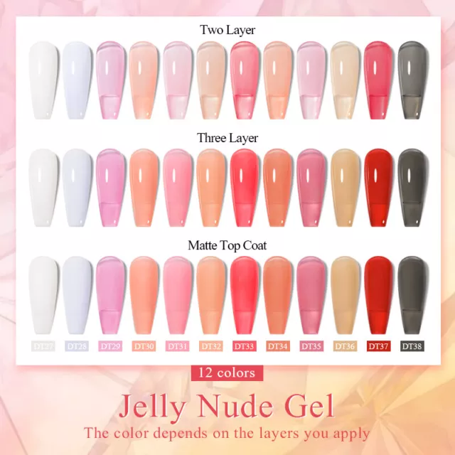 MEET ACROSS 7ML Jelly Nude Soak Off UV LED Gel Nail Polish Clear Varnish Salon 2