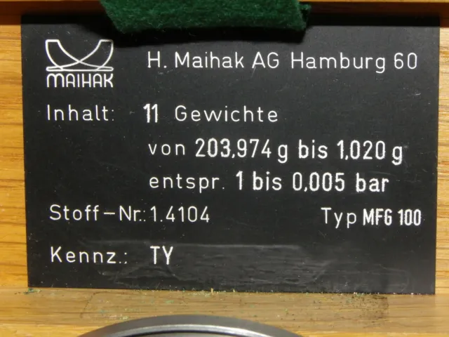 11 Gewichte im Holzkasten Typ: MFG 100 Firma H. Maihak - Maschinengewichte ? 3