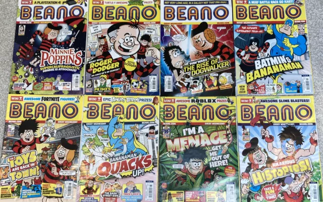 8 x BEANO COMICS  2019 Bundle / Job Lot - Dennis the Menace  / Minnie the Minx