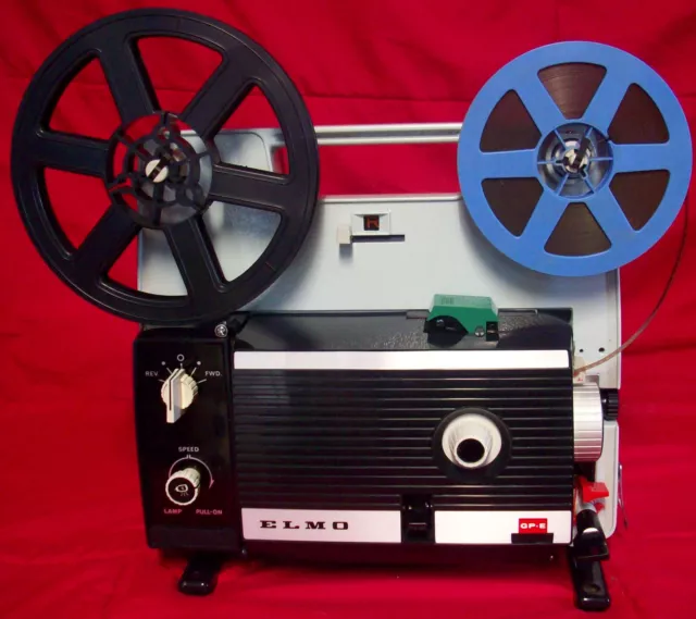 ELMO GP-E DUAL 8mm SILENT MOVIE PROJECTOR.   NEW BELTS & 150W LAMP, SERVICED A1