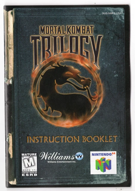 MORTAL KOMBAT TRILOGY Genuine Nintendo 64 N64 Instruction Booklet ...