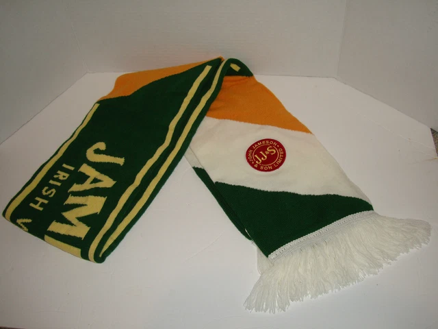 Jameson & Son Limited Irish Whiskey Knit Embroidered Scarf Euc