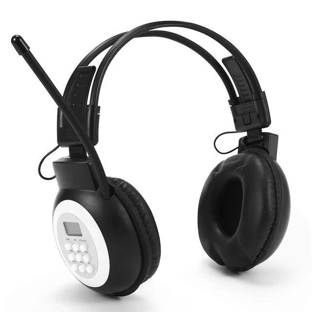 Casque Radio FM Personnel Sans Fil - Léger, Réglable, Pour Jardinage, Jogging, Travail (Noir)