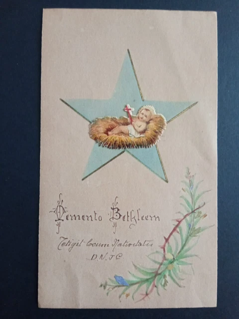 Santino - Gesu Bambino - Collage Su Carta Tipo Pergamena - Memento Betlemme