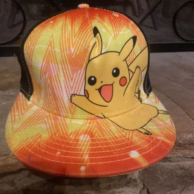 YOUTH Size PIKACHU POKEMON SNAPBACK HAT navy blue yellow adjustable boy girl kid