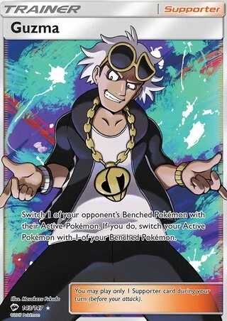 Guzma 143/147 ultra seltene Pokémonkarte (brennende Schatten)