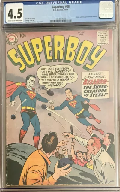 Superboy #68 CGC 4.5 DC 1958 Origin 1st Bizarro appearance Key 10 Cent Superman