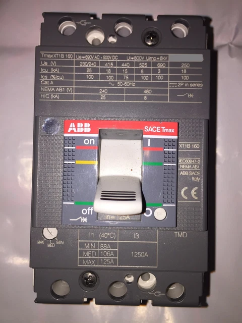 INTERRUPTEUR DISJONCTEUR ABB SACE TMAX XT1B 160 ampérage indice 125 ...