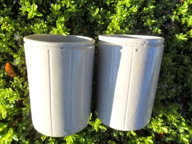 2 Vintage old stone jam jars crock pots Wedding Favours Vases Victorian