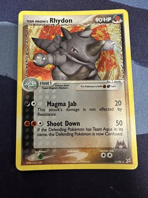 Team Magma's Rhydon 11/95 EX Team Magma Holo Rare Pokemon Card NM