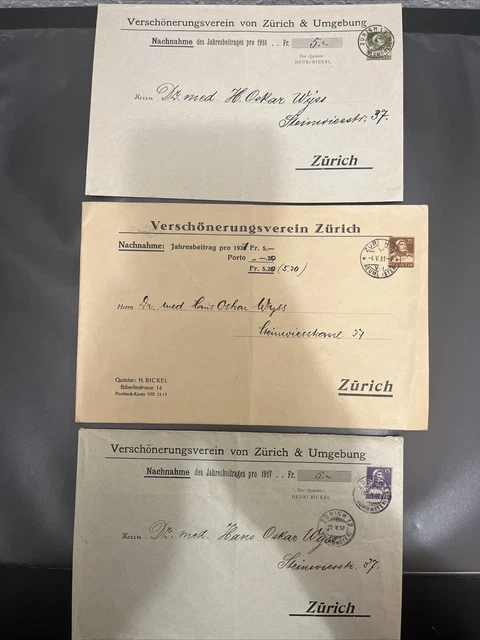Schweiz NN Ganzsachen Briefe Lot - Diverse Frankaturen & Stempel - 3 Stück - A30