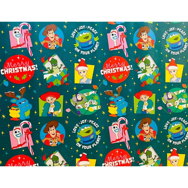 HALLMARK WRAPPING PAPER Christmas DIsney Toy Story Pixar Green 30 sq ft