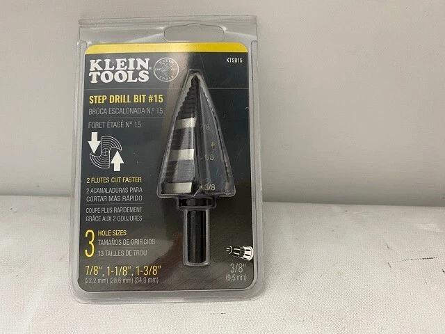 BRAND NEW!!! Klein Tools KTSB15 7/8", 1-1/8" for 1-3/8" Step Drill Bit #15