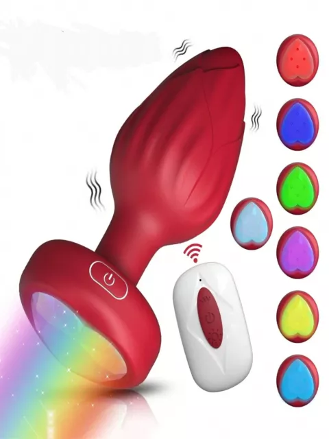 Vibromasseur plug anal lumineux vibrant télécommandé RougeUSB homme femme Sextoy