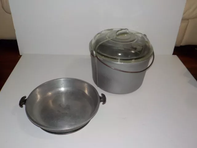 Large 12 Qt Guardian Service Ware Aluminum Canning Stock Pot W/Glass Lid & Pan