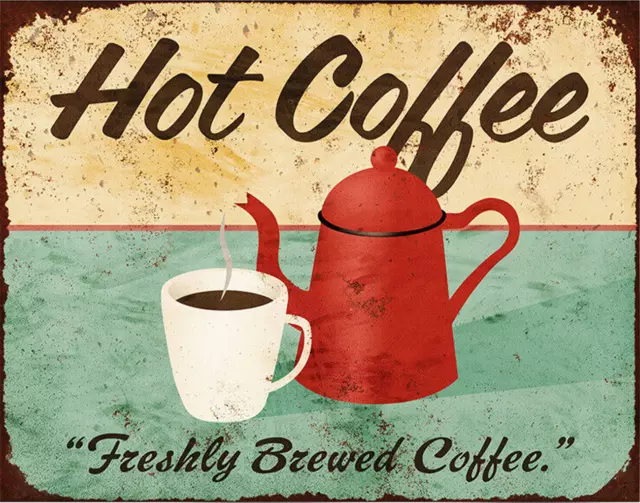 HOT Coffee METAL PLAQUE WALL SIGN Vintage Retro kitchen cafe gift coffee cup