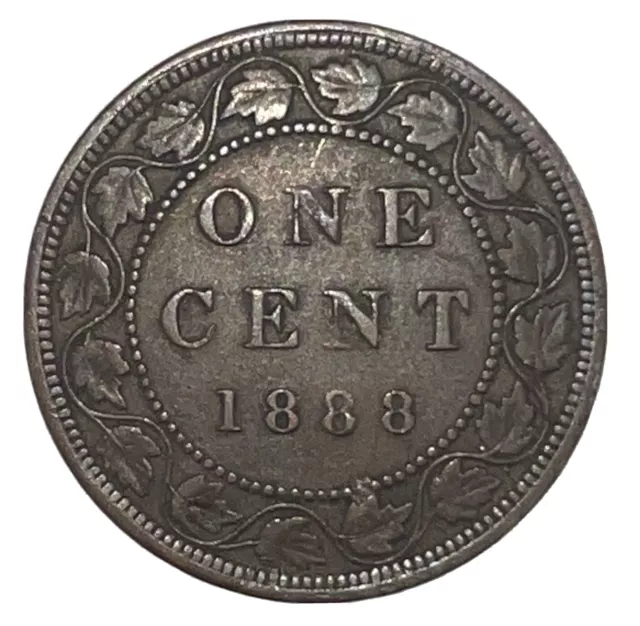 1888 Canada Large One Cent Coin Rare Canadian 1 Penny Queen Victoria Bronze KM#7