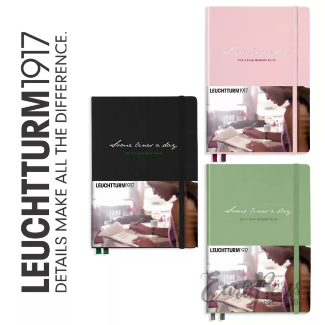 Leuchtturm 1917 A5 Notebook - Some Lines A Day- 5 Yr Memory Book - Choose Colour