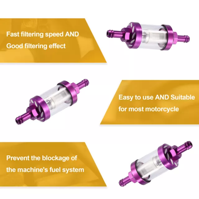 Filtros de combustible púrpura motor en línea gas filtro de línea de combustible para motocicleta bicicleta de tierra 3