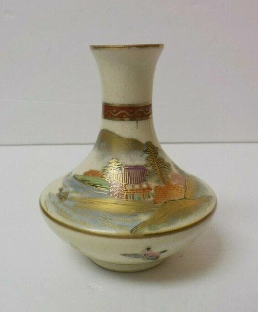 VASE PANORAMIQUE JAPONAIS miniature antique SATSUMA 3,5 POUCES, période