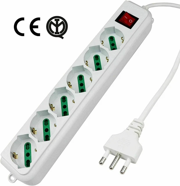 KOOSLA Ciabatta Elettrica 12 Prese ITA/Schuko + 6 USB: Torre Verticale Con 3 Interruttori E Protezione Sovratensione
