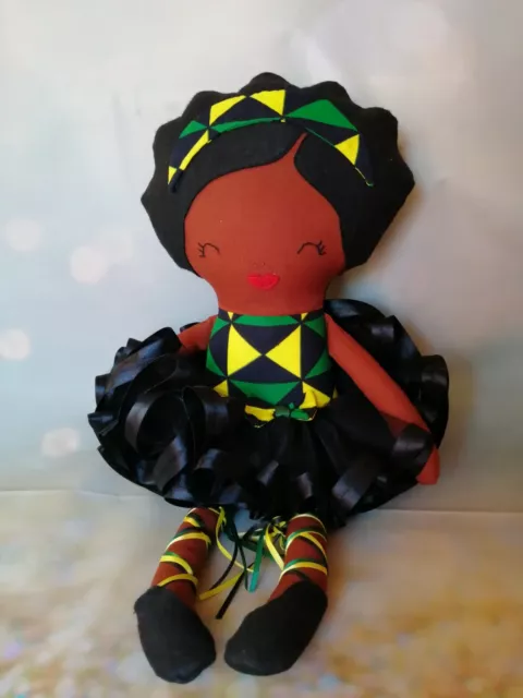 Ja'maica Black Doll Ballerina Rag Doll Soft Plush Toy Large Size 24"