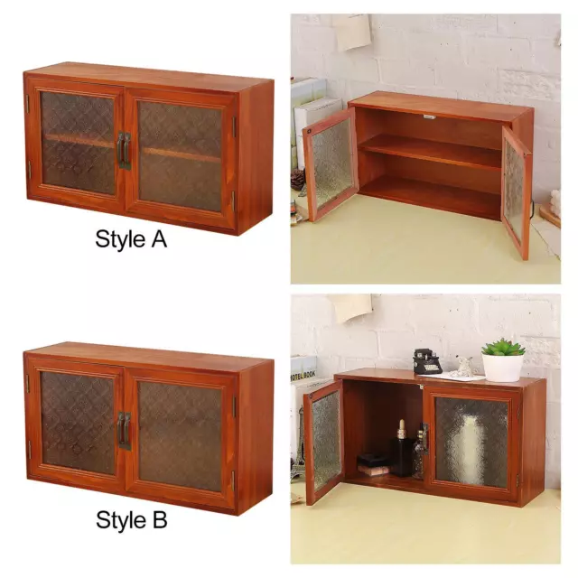 Wooden Storage Cabinet Dual Tiers Model Car Display Box Tea Chests for Kitchen