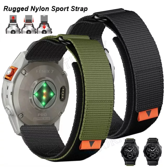 Quick Fit Rugged Nylon Watch Band Strap For Garmin Tactix Fenix 7 7X 6 6X 5 Epix