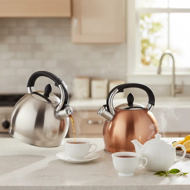 Voche 3.5L Whistling Kettle – Stainless Steel, Metallic Black – Stovetop & Camping