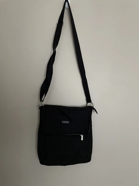 Baggallini black crossbody travel bag purse 11x10.5 lightweight nylon
