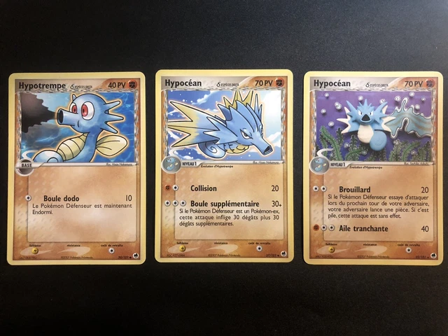 Lot Carte Pokémon Hypotrempe Hypocéan 50,37,22/101 - EX Île des Dragons - BE FR