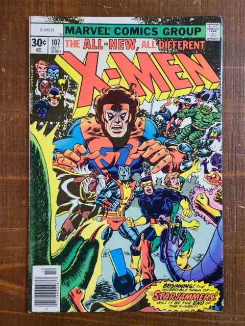 X-Men #107 FN 1st Appearance Starjammers Marvel Comics 1977