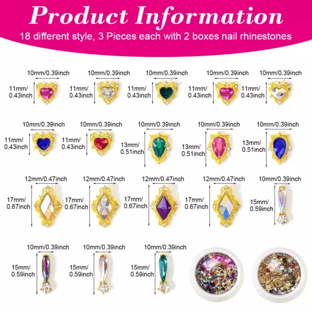 Nail Rhinestones Set Gems Rivets Flatback Home Salon 3D Charms Art Decoration