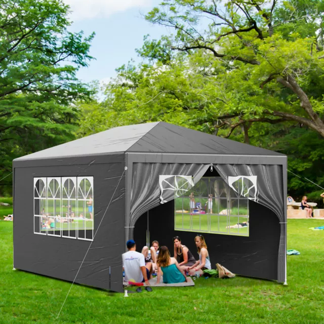 Heavy Duty 3x4M Gazebo Marquee Canopy Waterproof Garden Patio Party Tent w/Sides