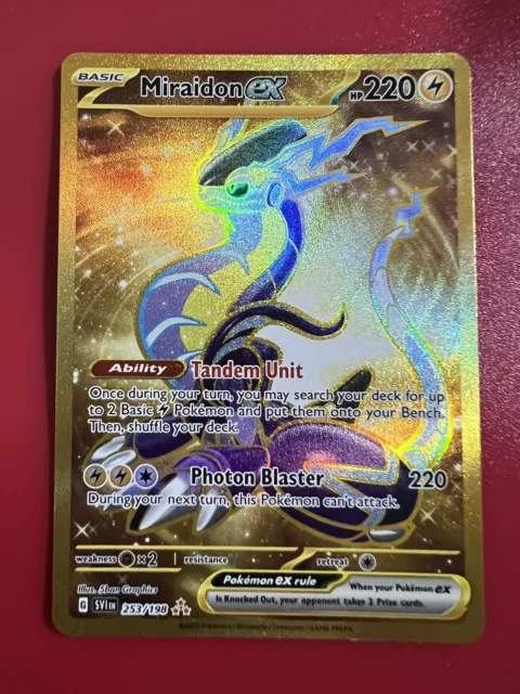 Pokemon MIRAIDON EX 253/198 Gold Secret Rare (Scarlett Violet Base