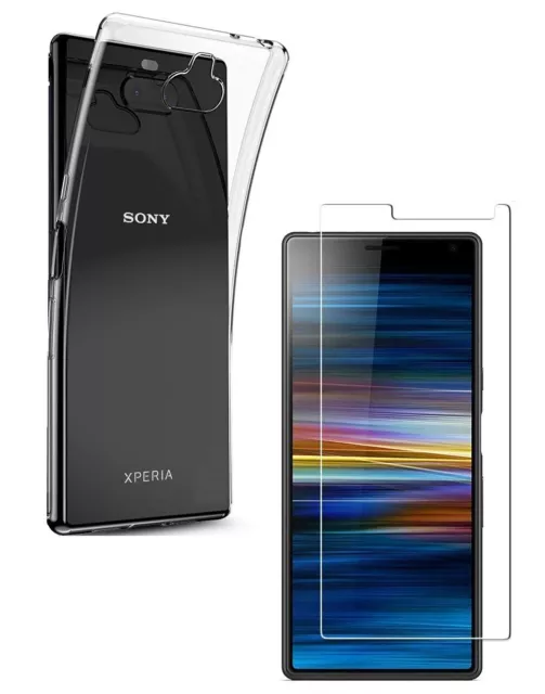 VERRE TREMPÉ + COQUE ANTICHOC TRANSPARENTE Pour SONY XPERIA 10 PLUS PROTECTION