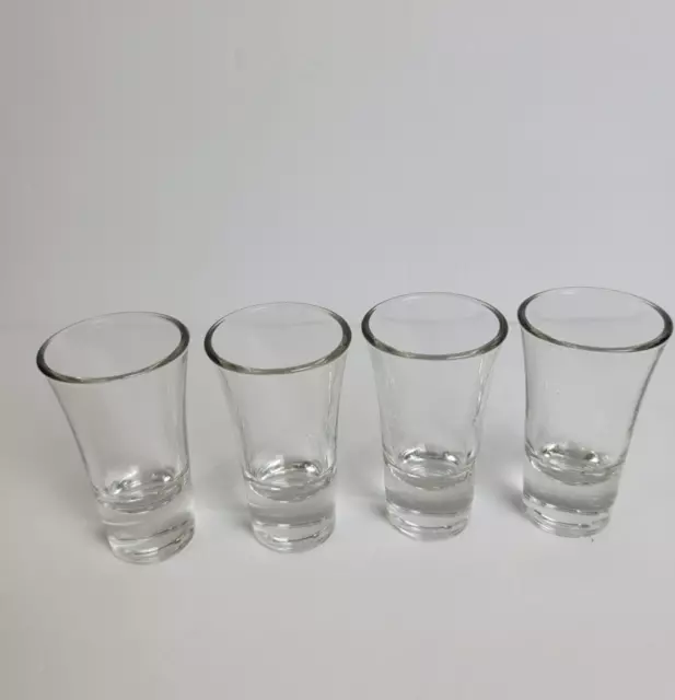 Shot Glasses Set 4 Clear  3.5" Tall Recessed Thick Bottom Vintage