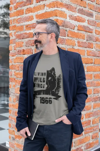 ULTRABASIC Homme Tee-Shirt Vivre À L'État Sauvage Depuis 1966 Living Wild Since 3