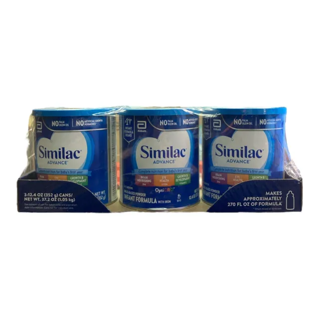 Similac Advance Milk-Based Powder Infant Formula with Iron 12.4 oz Each (3 Pack)