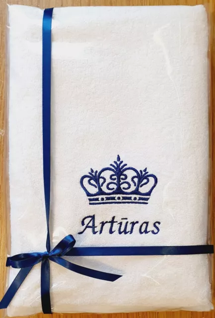 Personalised Name with Crown Embroidered towels Gift Christmas Birthday present