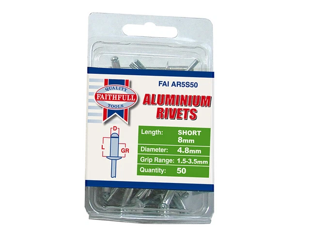 Faithfull rivetti in alluminio 4,8 x 8 mm preconfezione da 50