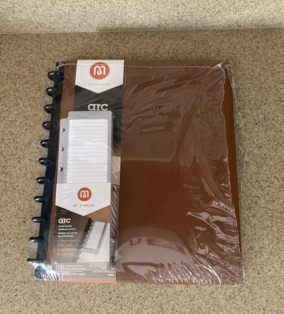 Staples~Arc~Customizable Brown Leather Note Book 8-1/2" x 11" 60 Sh. & Task Pads