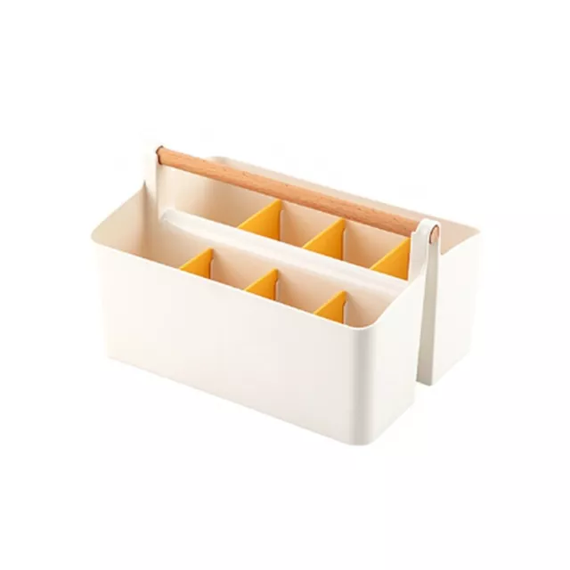 2 Pack Pen Holder Desk Caddys with Wooden Handle (White/Yellow) W7U45646