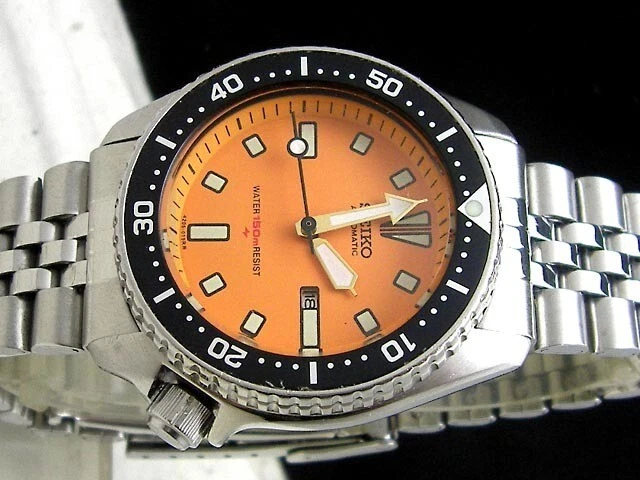 Vintage Seiko Diver Automatic 4205-0150 Orange Japan Made Men Watch Good Rare