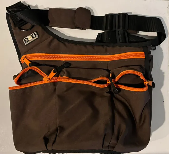 Messenger Dads Diaper Dude Bag & Changing Pad Pockets Brown With Orange Zippers