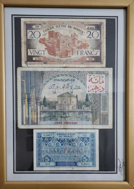 Billet Maroc - 20 francs - 10000 francs - 5 francs - (voir description)