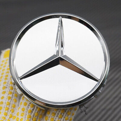 4PCS 75mm Wheel Center Hub Caps Cover Logo Badge Emblem for Mercedes-Benz Silver 2