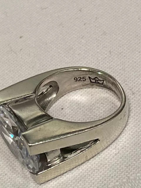Designer Ring Silber 925  Massiv Ringkopf Rechteckig Stein Gross